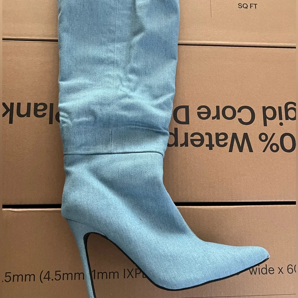 Knee high denim boots - Picture 3 of 4